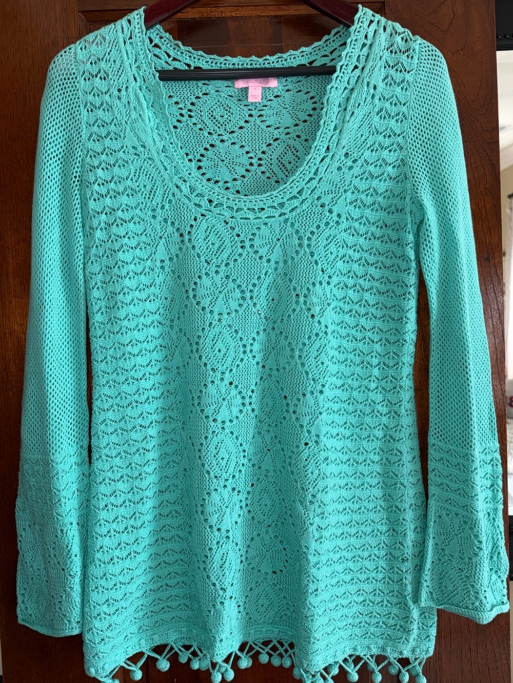 ✨💥 Pretty Lilly Pulitzer Crochet Knit Scoop Neck Tunic in Aqua small like new